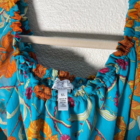 NWT Sofía Vergara Blue Caneel Bay Floral Off-Shoulder Maxi Dress Women’s Size XL - Picture 3 of 14